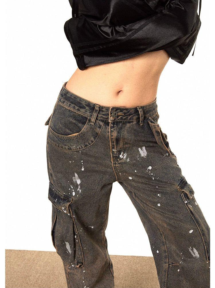 BB Splatters Cargo Style Jeans-korean-fashion-Jeans-BB's Closet-OH Garments