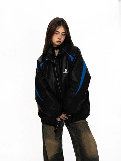 BB Spliced Contrast Moto PU Leather Jacket-korean-fashion-Jacket-BB's Closet-OH Garments