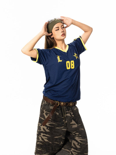 BB Sports Style V-Neck T-Shirt-korean-fashion-T-Shirt-BB's Closet-OH Garments