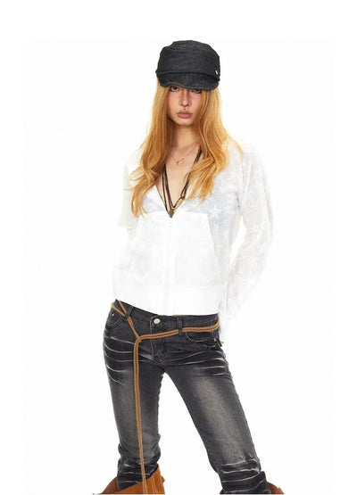 BB Star Hollow Embroidery Zip-Up Hoodie-korean-fashion-Hoodie-BB's Closet-OH Garments
