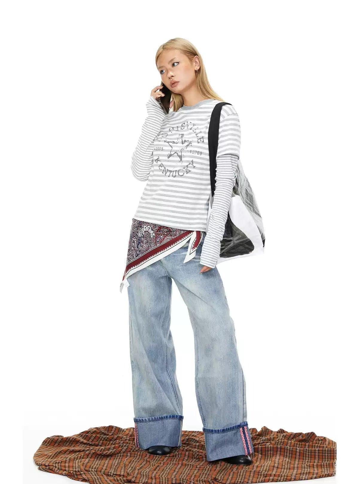 BB Straight Leg Folded Hem Jeans-korean-fashion-Jeans-BB's Closet-OH Garments