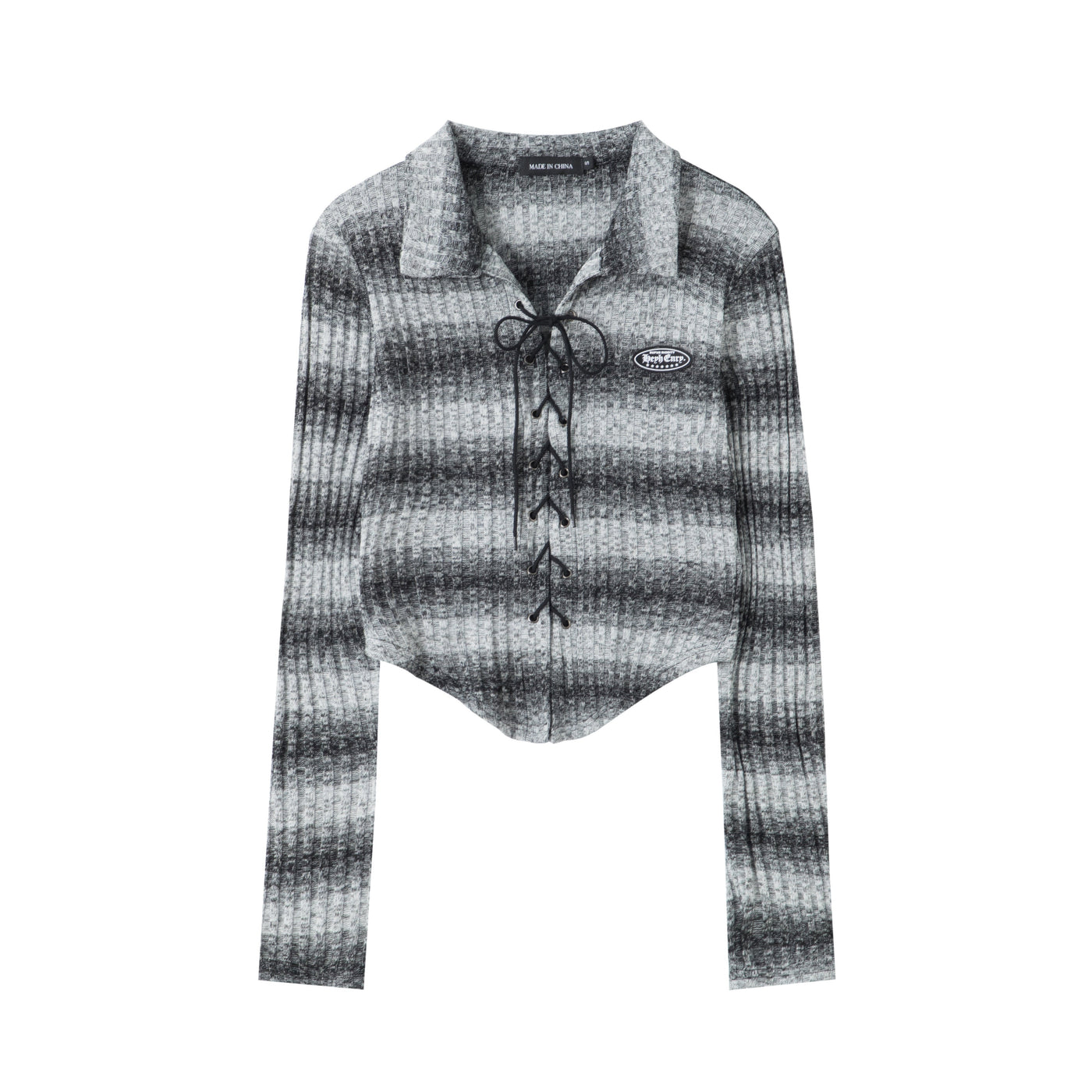 BB String Lace Ombre Stripes Knit Long Sleeves Blouse-korean-fashion-Blouse-BB's Closet-OH Garments