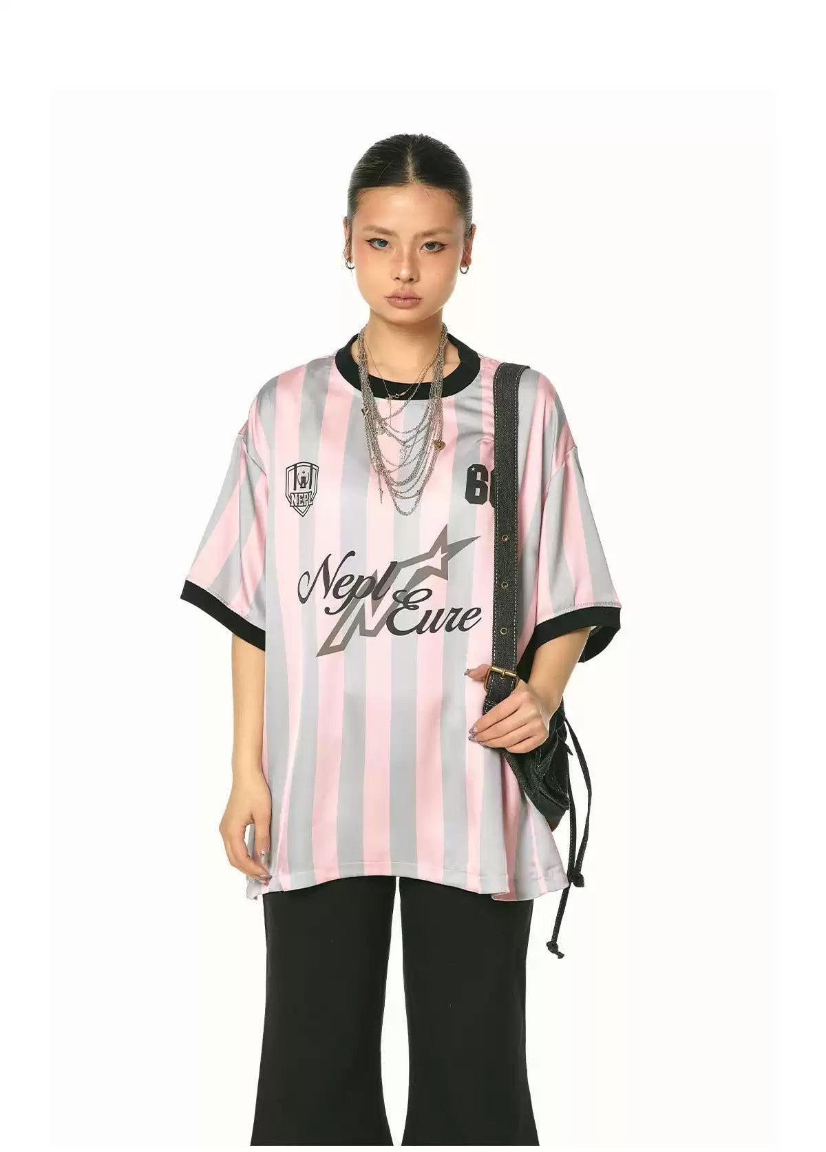 BB Striped Contrast Jersey T-Shirt-korean-fashion-T-Shirt-BB's Closet-OH Garments