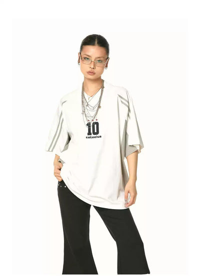 BB Striped Contrast Sports T-Shirt-korean-fashion-T-Shirt-BB's Closet-OH Garments