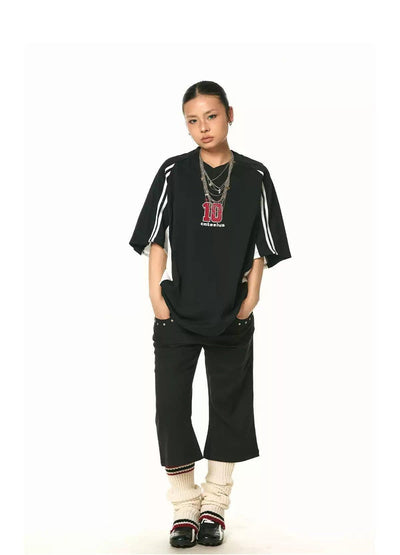 BB Striped Contrast Sports T-Shirt-korean-fashion-T-Shirt-BB's Closet-OH Garments