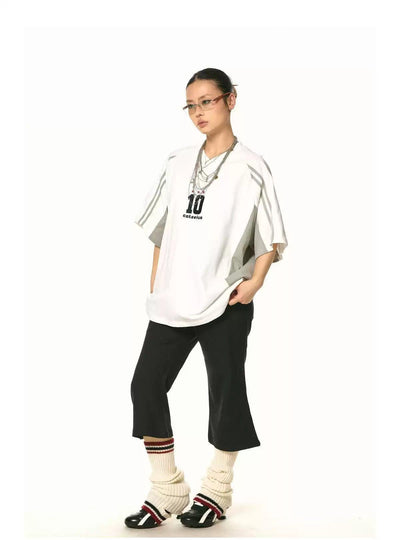 BB Striped Contrast Sports T-Shirt-korean-fashion-T-Shirt-BB's Closet-OH Garments