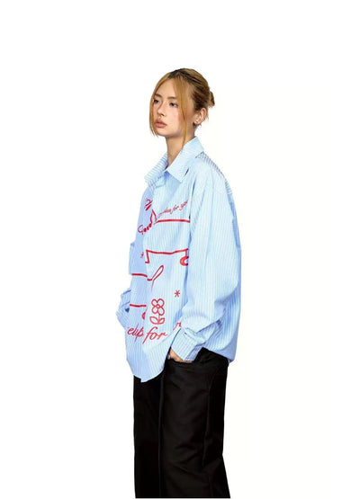 BB Striped Dachshund Print Shirt-korean-fashion-Shirt-BB's Closet-OH Garments