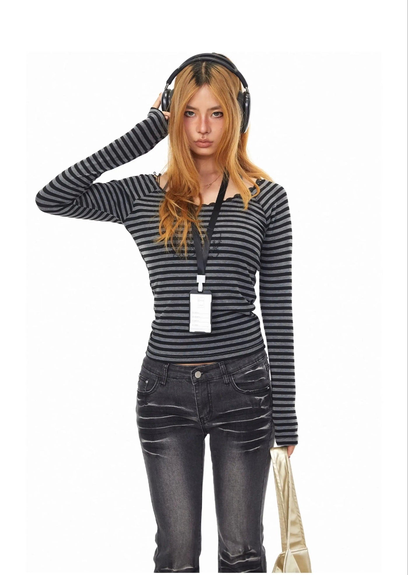 BB Striped Halter Neck Long Sleeve T-Shirt-korean-fashion-T-Shirt-BB's Closet-OH Garments