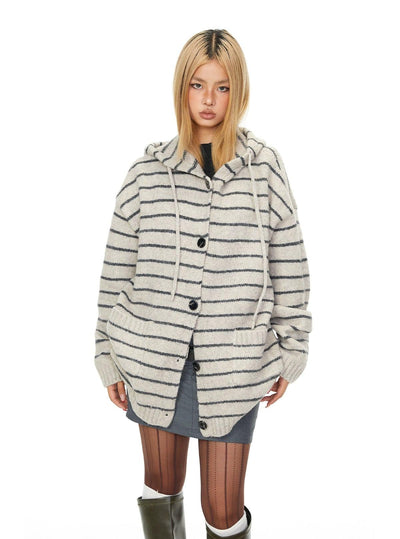BB Striped Hooded Buttoned Sweater-korean-fashion-Sweater-BB's Closet-OH Garments