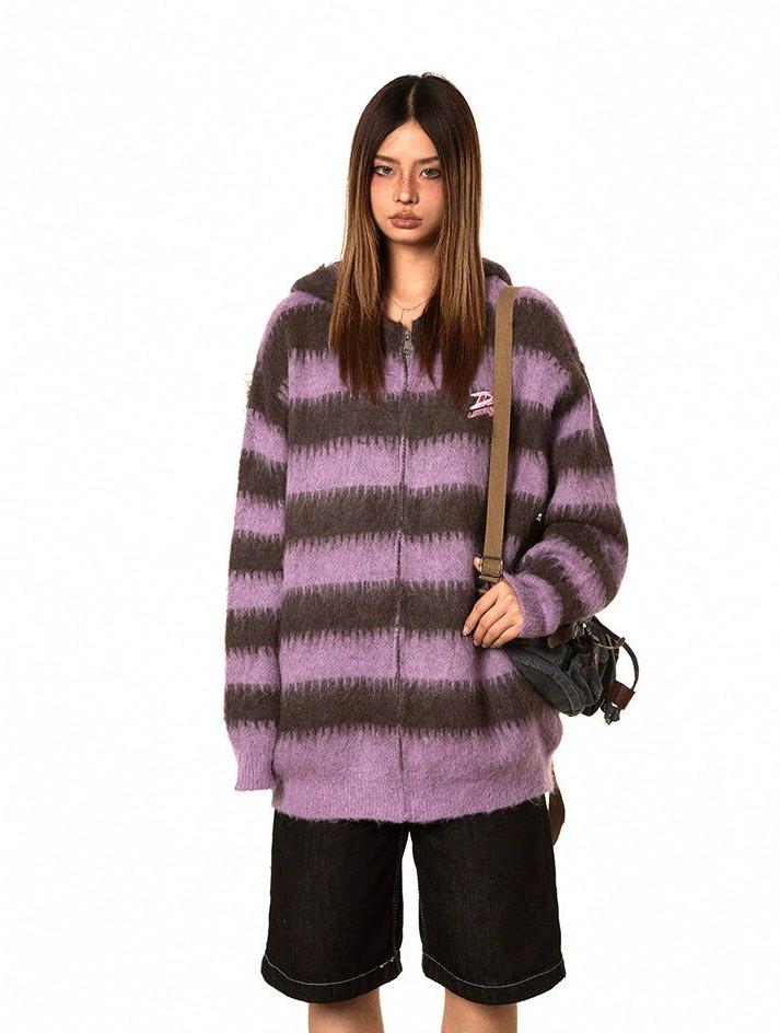 BB Striped Mohair Hooded Sweater-korean-fashion-Sweater-BB's Closet-OH Garments