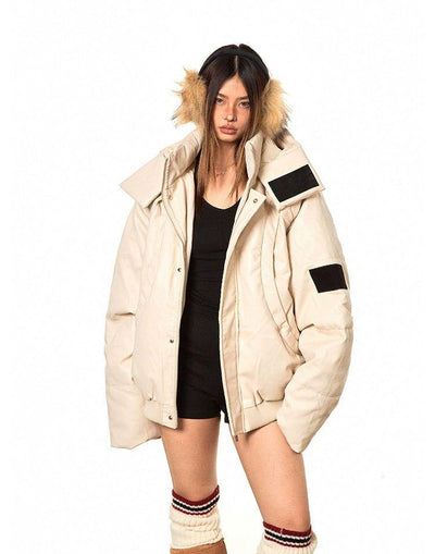 BB Structured PU Leather Puffer Jacket-korean-fashion-Jacket-BB's Closet-OH Garments