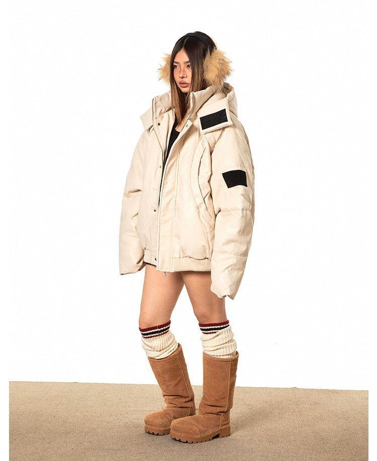 BB Structured PU Leather Puffer Jacket-korean-fashion-Jacket-BB's Closet-OH Garments