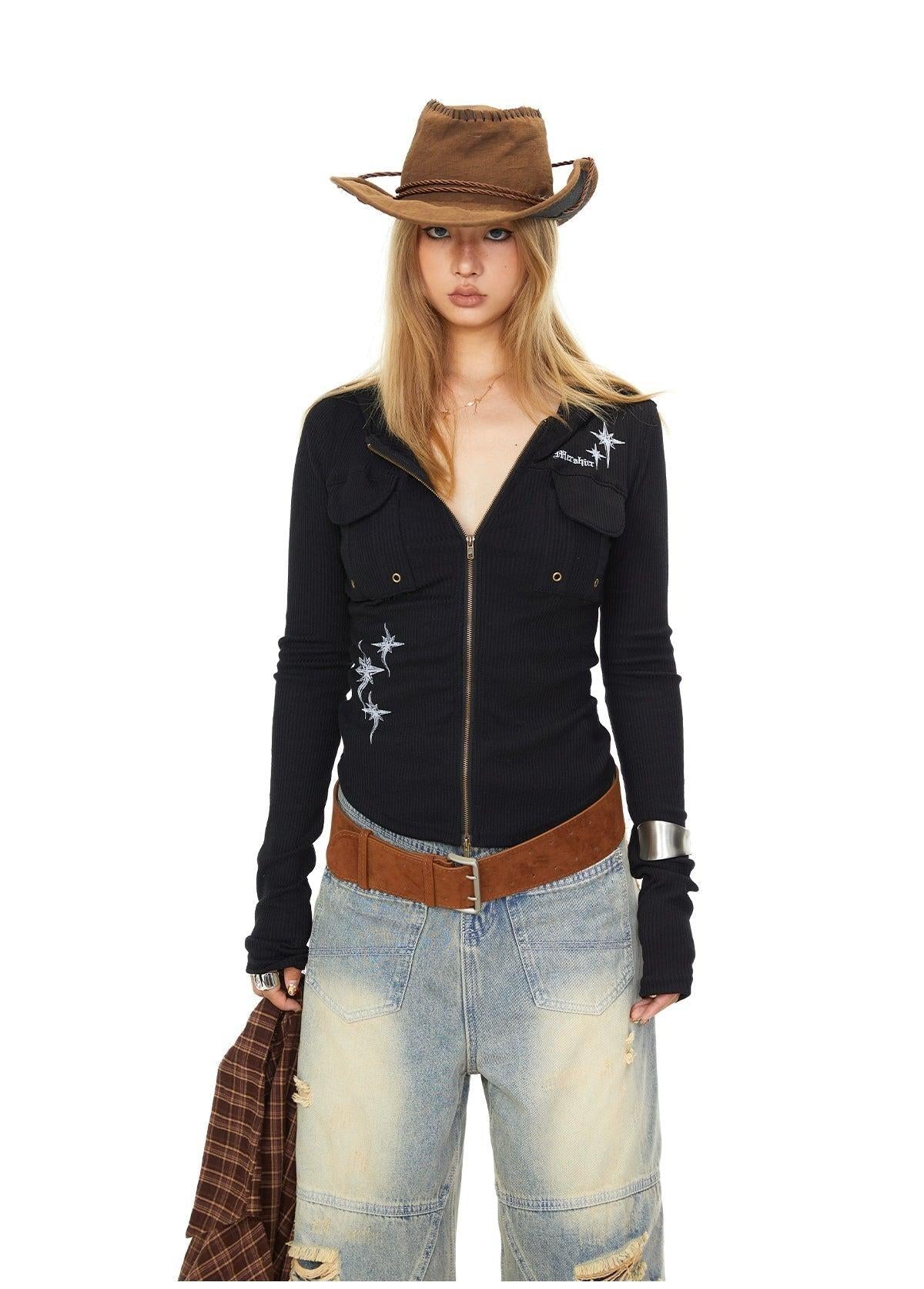 BB Textured Graphic Print Slim Jacket-korean-fashion-Jacket-BB's Closet-OH Garments