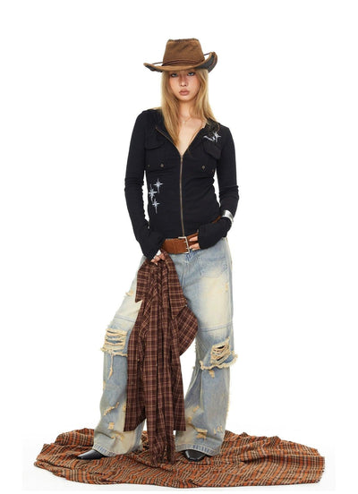 BB Textured Graphic Print Slim Jacket-korean-fashion-Jacket-BB's Closet-OH Garments