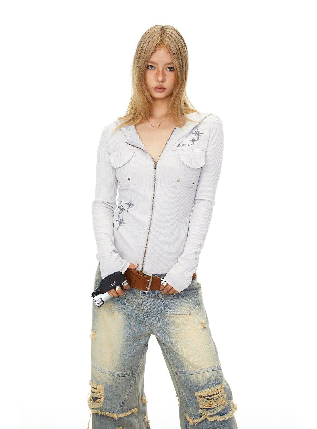 BB Textured Graphic Print Slim Jacket-korean-fashion-Jacket-BB's Closet-OH Garments