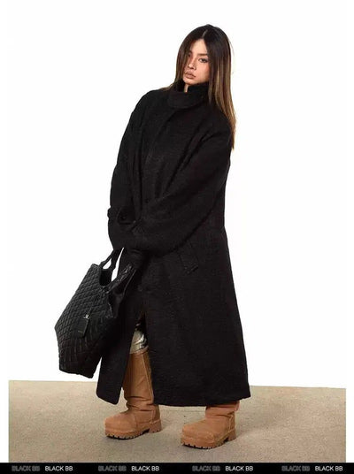 BB Textured Stand-Collar Long Coat-korean-fashion-Long Coat-BB's Closet-OH Garments