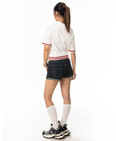 BB Textured Style Cropped Polo-korean-fashion-Polo-BB's Closet-OH Garments