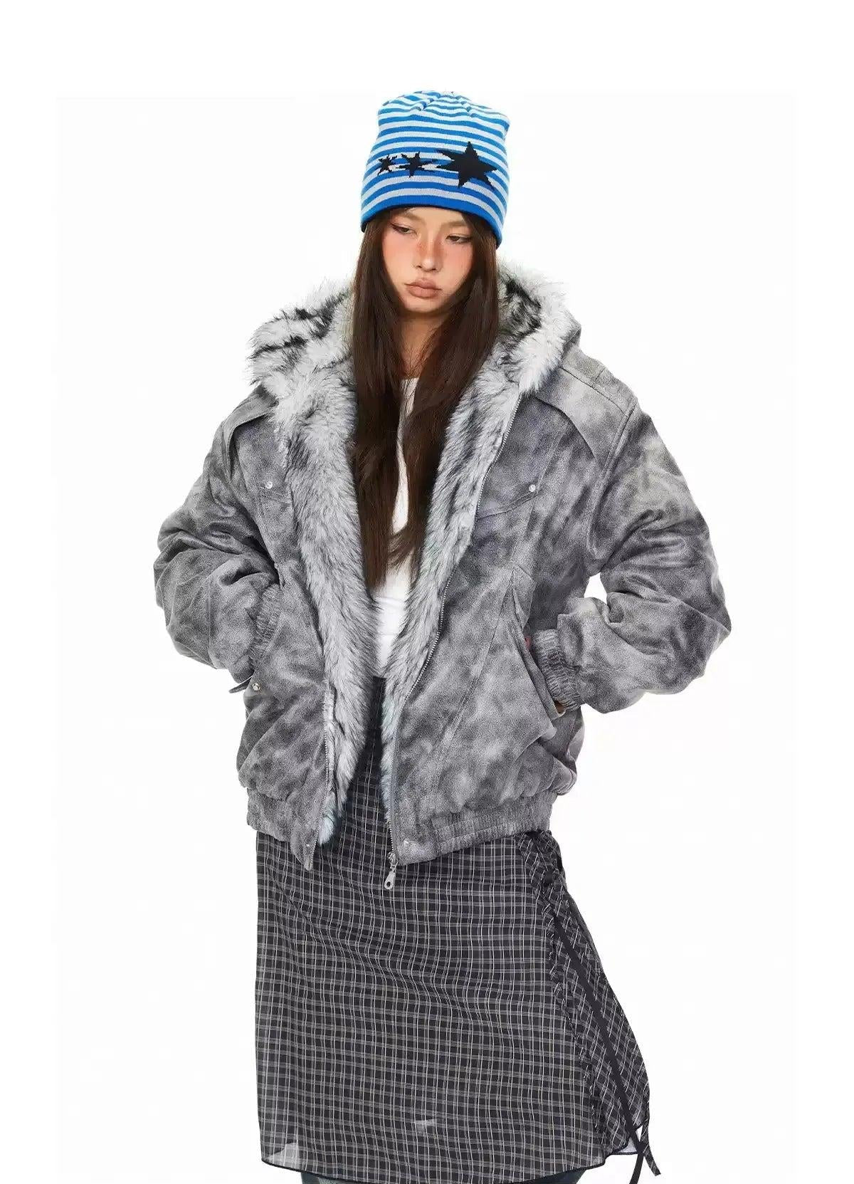 BB Tie-Dye Fur-Lined Hooded Jacket-korean-fashion-Jacket-BB's Closet-OH Garments