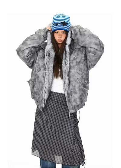 BB Tie-Dye Fur-Lined Hooded Jacket-korean-fashion-Jacket-BB's Closet-OH Garments
