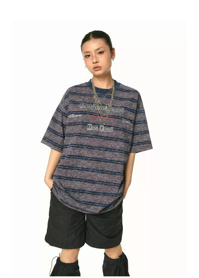 BB Tie-Dye Stripes Lettered T-Shirt-korean-fashion-T-Shirt-BB's Closet-OH Garments
