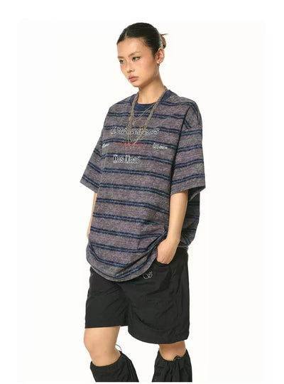 BB Tie-Dye Stripes Lettered T-Shirt-korean-fashion-T-Shirt-BB's Closet-OH Garments