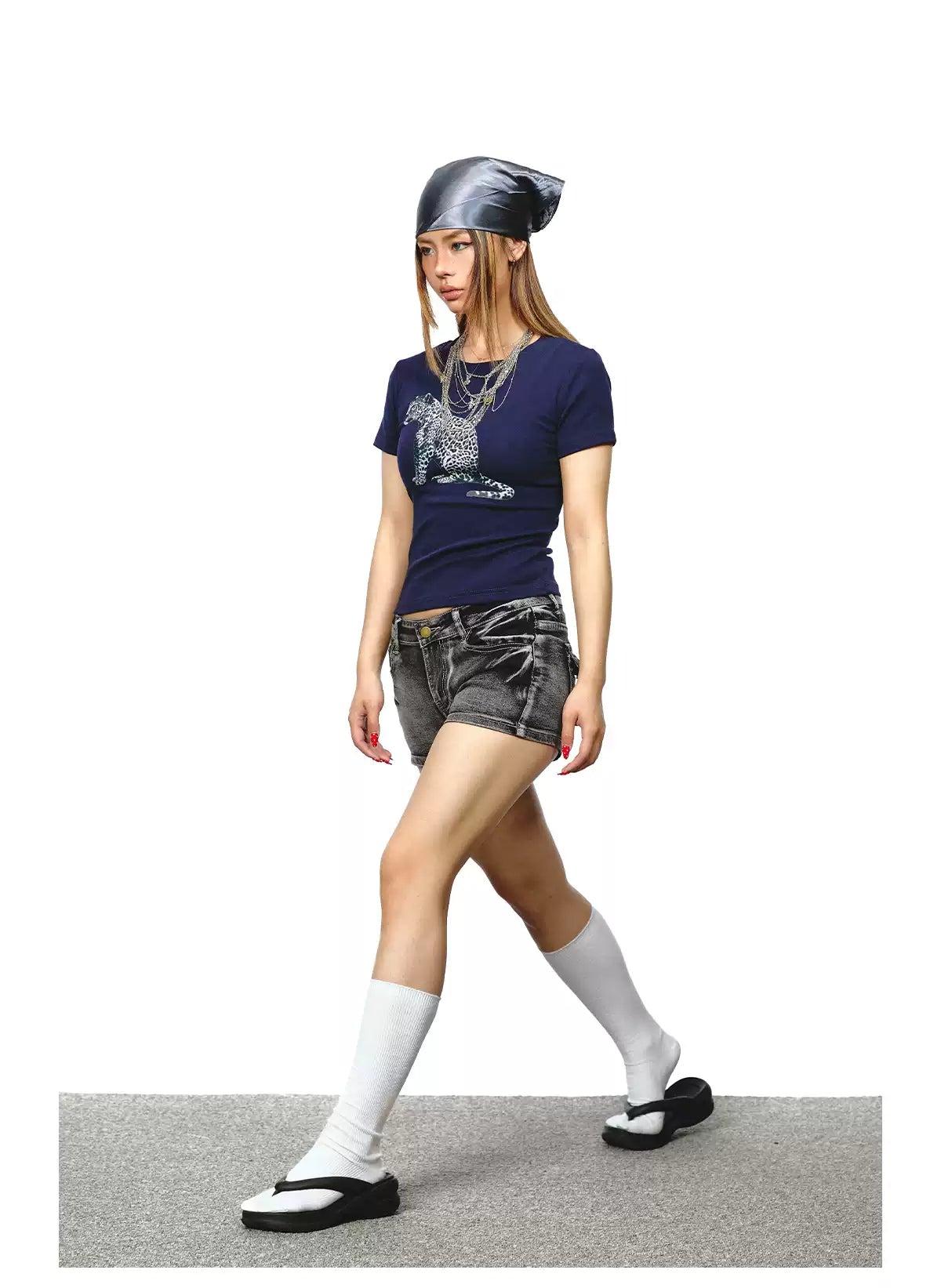 BB Tiger Graphic Cropped T-Shirt-korean-fashion-T-Shirt-BB's Closet-OH Garments