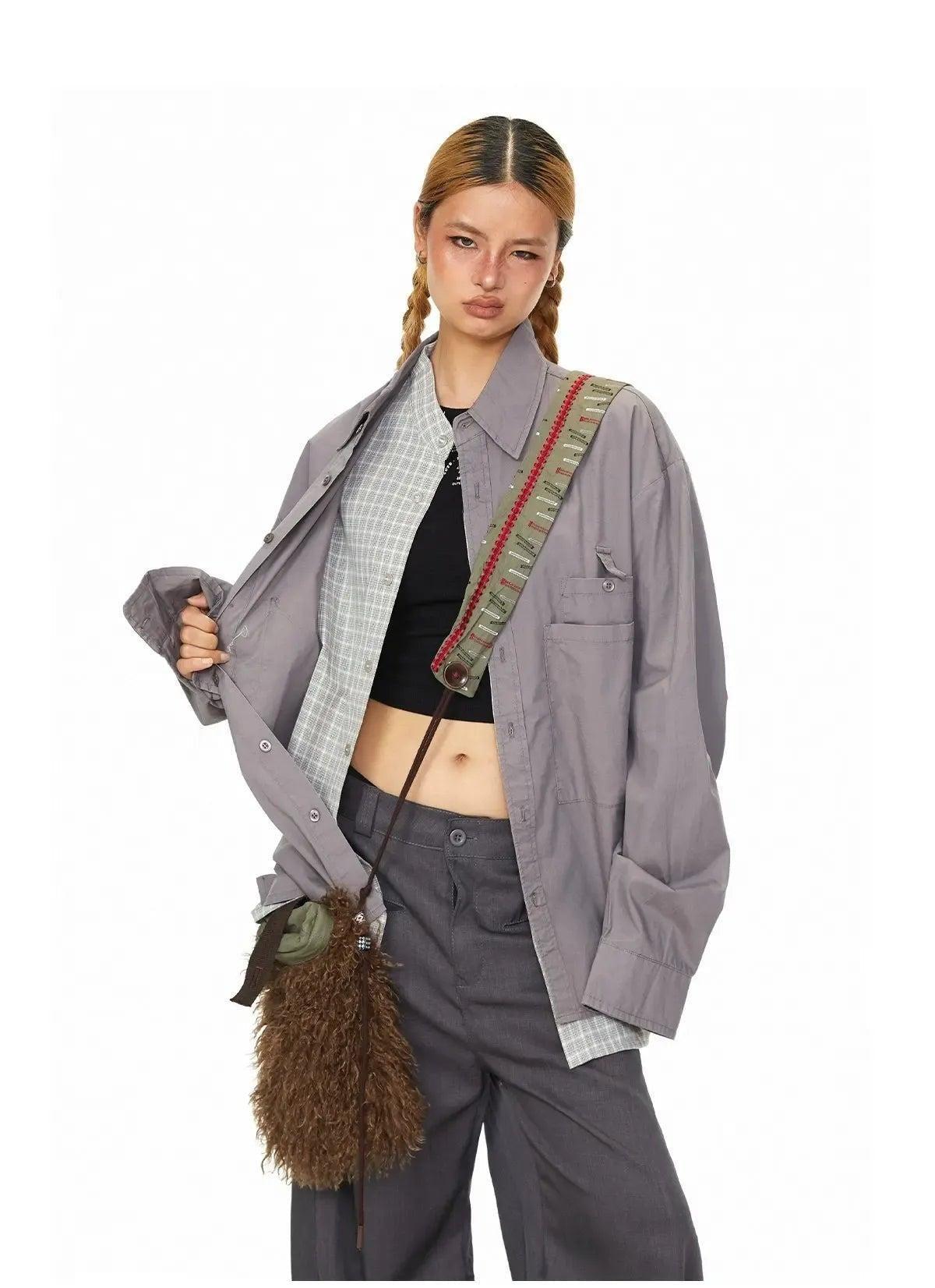 BB Two-Piece Plaid Hem Shirt-korean-fashion-Shirt-BB's Closet-OH Garments