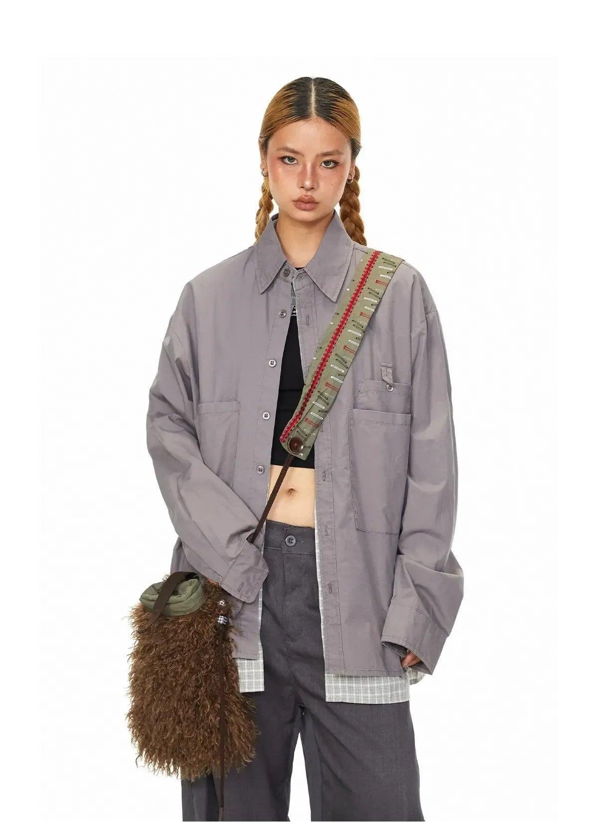 BB Two-Piece Plaid Hem Shirt-korean-fashion-Shirt-BB's Closet-OH Garments