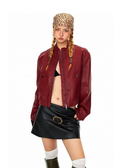 BB Versatile Stand Collar PU Leather Jacket-korean-fashion-Jacket-BB's Closet-OH Garments