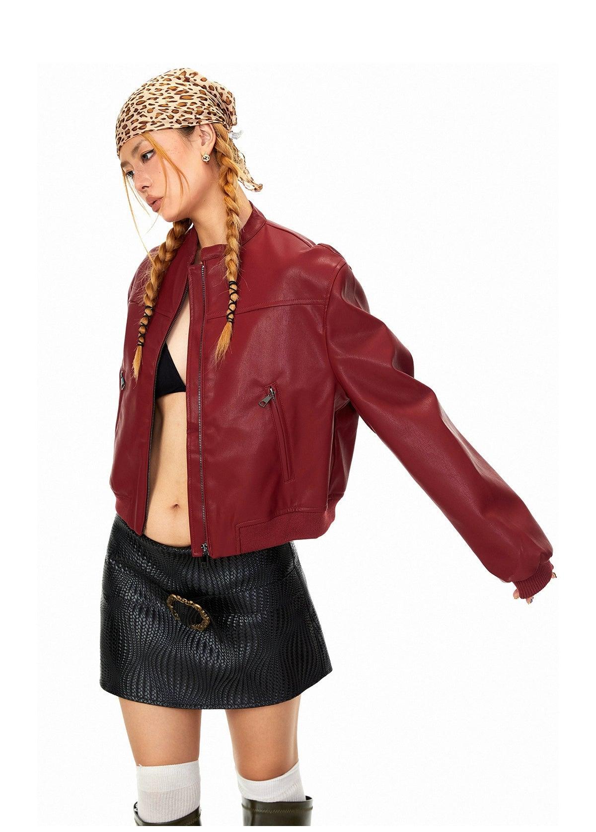 BB Versatile Stand Collar PU Leather Jacket-korean-fashion-Jacket-BB's Closet-OH Garments