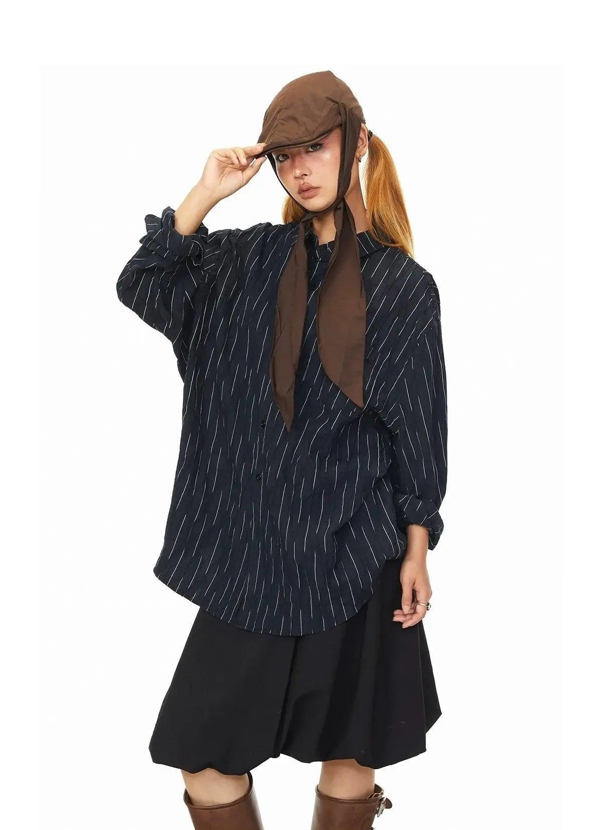 BB Vertical Stripes Pocketed Shirt-korean-fashion-Shirt-BB's Closet-OH Garments