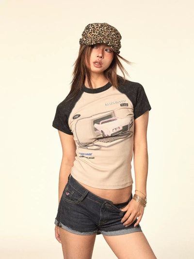 BB Vintage Car Cropped T-Shirt-korean-fashion-T-Shirt-BB's Closet-OH Garments
