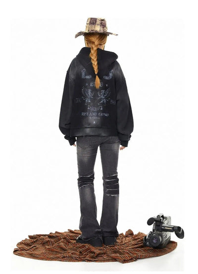 BB Washed Graffiti Print Zip-Up Hoodie-korean-fashion-Hoodie-BB's Closet-OH Garments