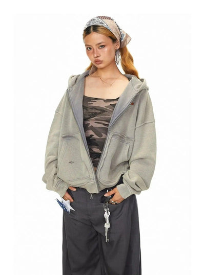 BB Washed Patch Pocket Zip-Up Hoodie-korean-fashion-Hoodie-BB's Closet-OH Garments