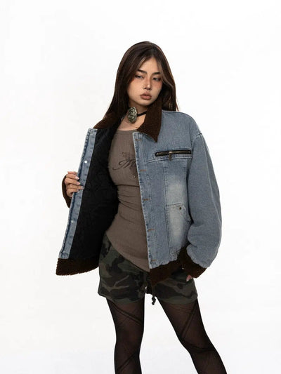 BB Washed Sherpa Spliced Denim Jacket-korean-fashion-Jacket-BB's Closet-OH Garments