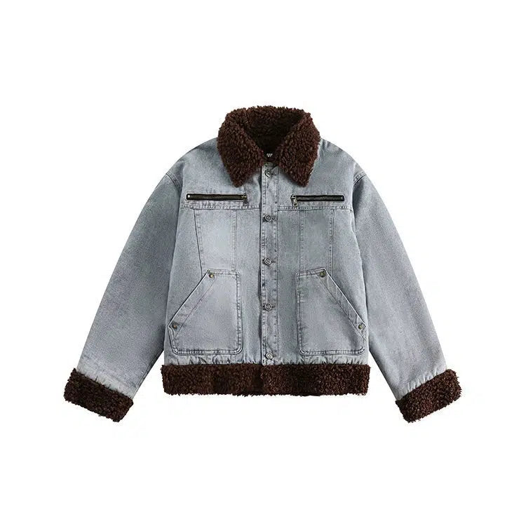BB Washed Sherpa Spliced Denim Jacket-korean-fashion-Jacket-BB's Closet-OH Garments