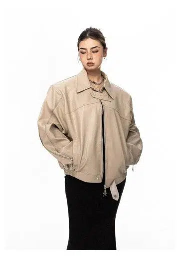 BB Zipped Sleeves Faux Leather Jacket-korean-fashion-Jacket-BB's Closet-OH Garments