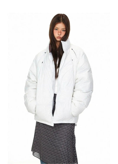 BB Zipper Details Check Down Jacket-korean-fashion-Jacket-BB's Closet-OH Garments