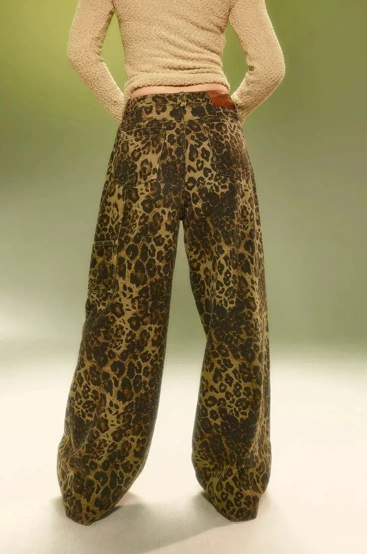 Beer Heavy Straight Leopard Print Pants-korean-fashion-Pants-Beer's Closet-OH Garments