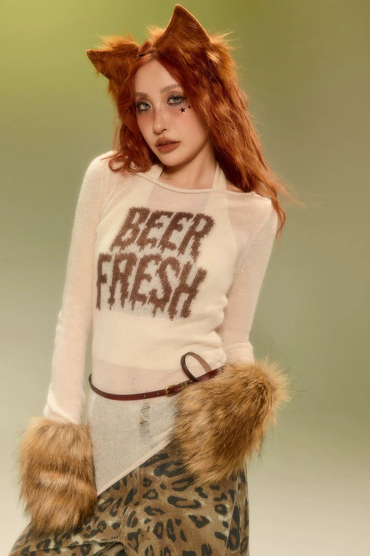 Beer Hollowed Letters Sweater-korean-fashion-Sweater-Beer's Closet-OH Garments