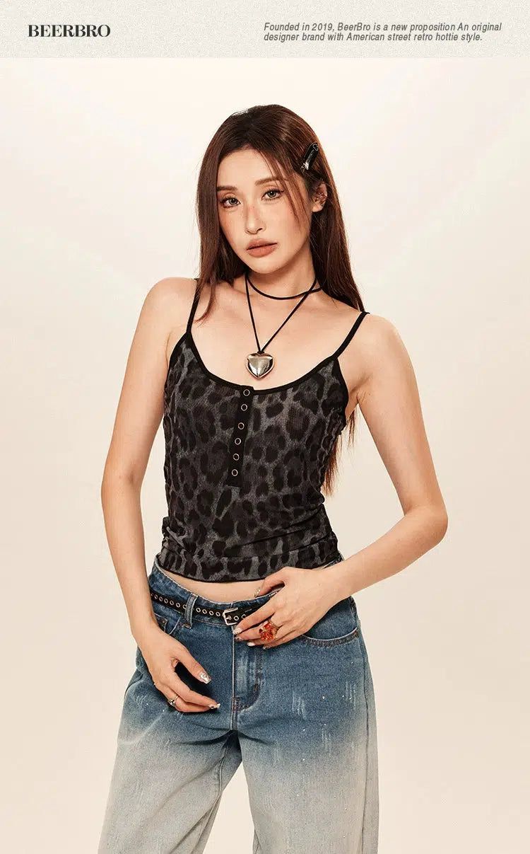 Beer Leopard Print Slim Fit Camisole-korean-fashion-Camisole-Beer's Closet-OH Garments