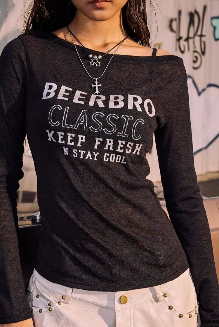 Beer Slim Fit Long Sleeve T-Shirt-korean-fashion-T-Shirt-Beer's Closet-OH Garments