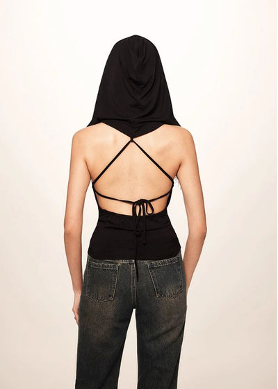 Beer Swing Collar Backless Hooded Blouse-korean-fashion-Blouse-Beer's Closet-OH Garments