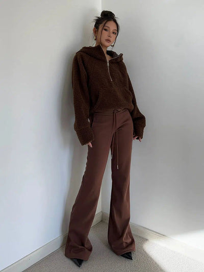 Casey Drawstring Low-Waist Bootcut Sweatpants-korean-fashion-Pants-Casey's Closet-OH Garments