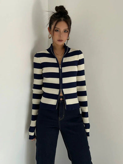 Casey Light Contrast Striped Knit Jacket-korean-fashion-Jacket-Casey's Closet-OH Garments