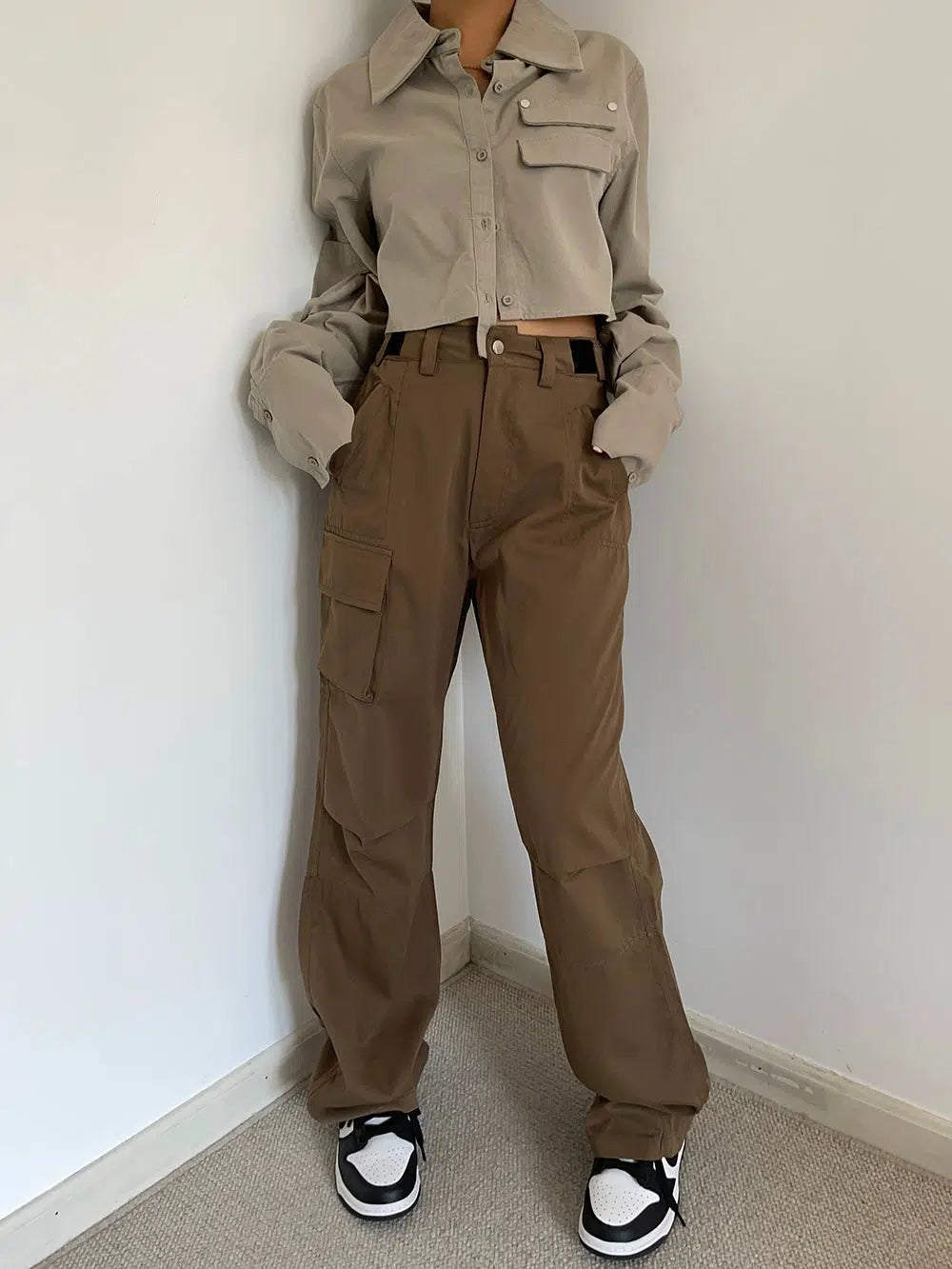 Woo Buttoned Side Pockets Cargo Pants