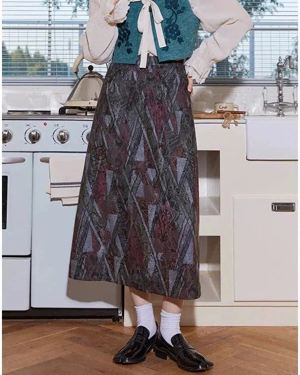 Chem Basic Loose Printed Long Skirt-korean-fashion-Skirt-Chem's Closet-OH Garments