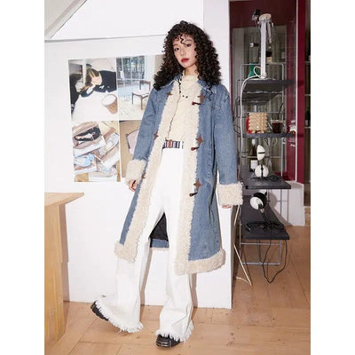Chem Fur Lined Denim Long Coat-korean-fashion-Long Coat-Chem's Closet-OH Garments