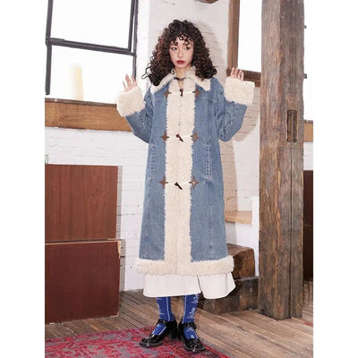 Chem Fur Lined Denim Long Coat-korean-fashion-Long Coat-Chem's Closet-OH Garments