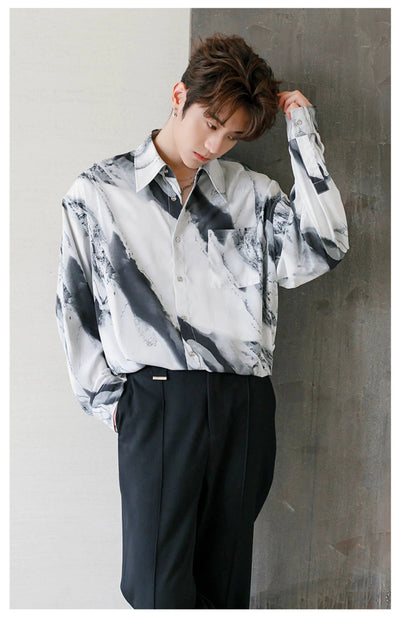 Chuan Abstract Ink Painted Shirt-korean-fashion-Shirt-Chuan's Closet-OH Garments